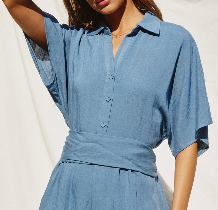 Breezy Belted Button Up Romper