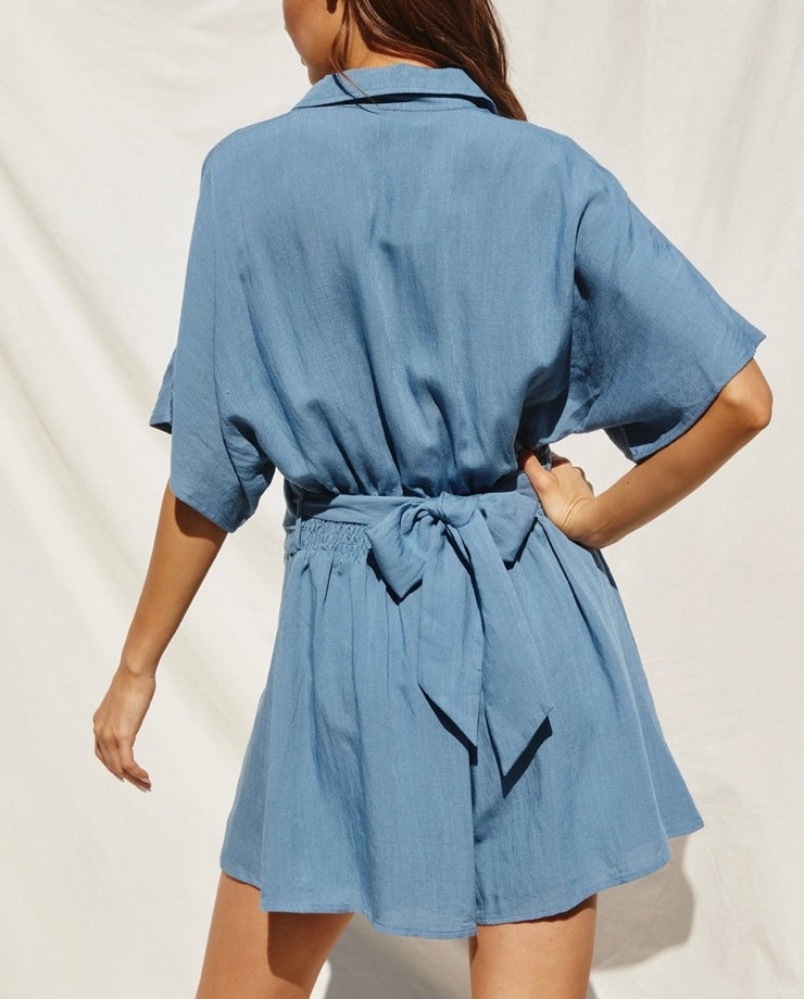 Breezy Belted Button Up Romper