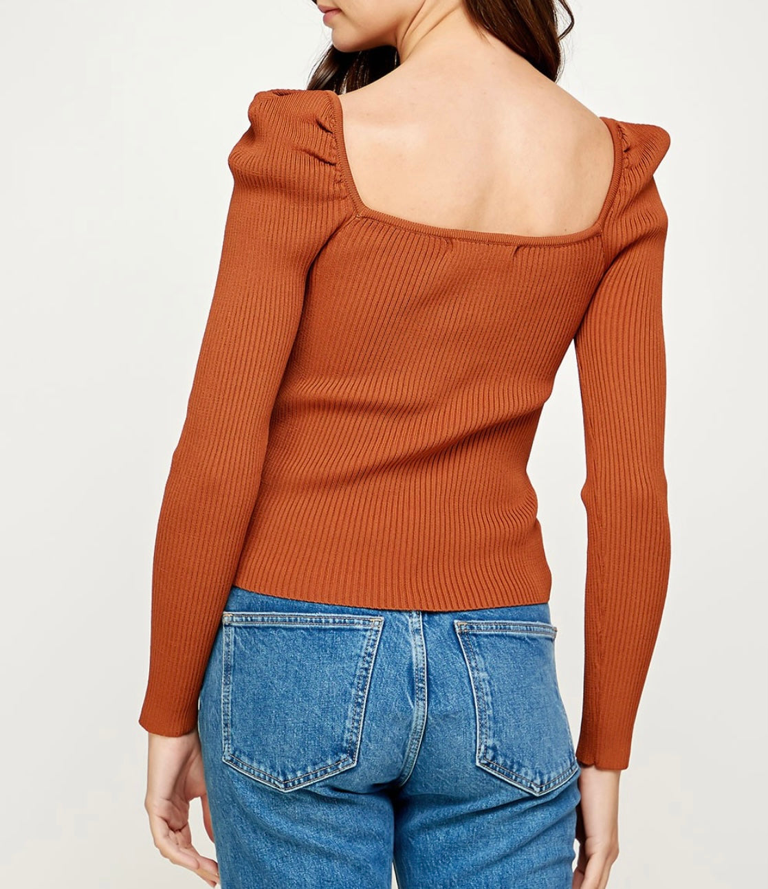 Sculpted Sweetheart Ribbed Knit Top