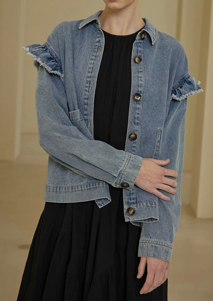 Ruffle Denim Jacket