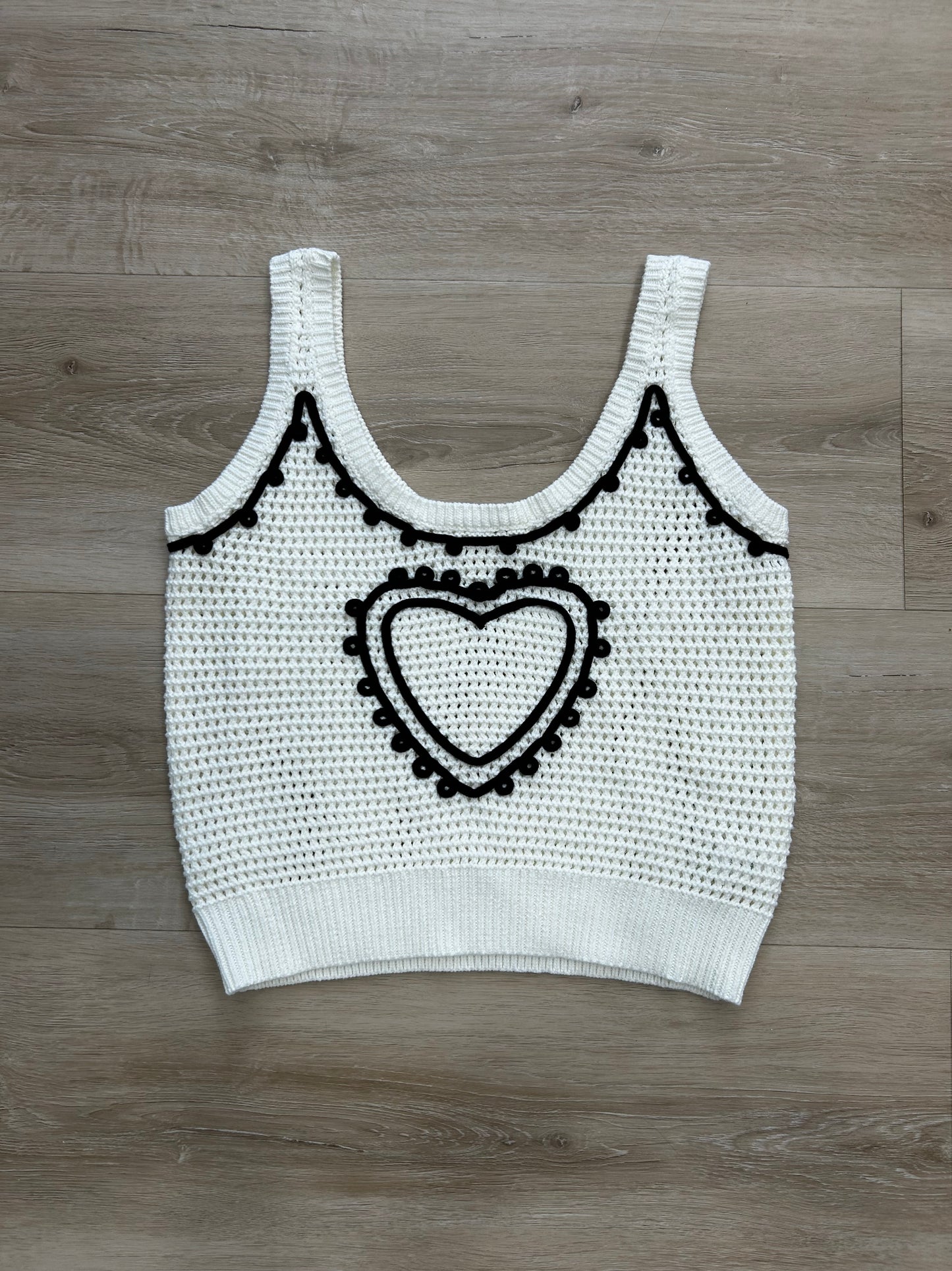 White Knit Heart Top