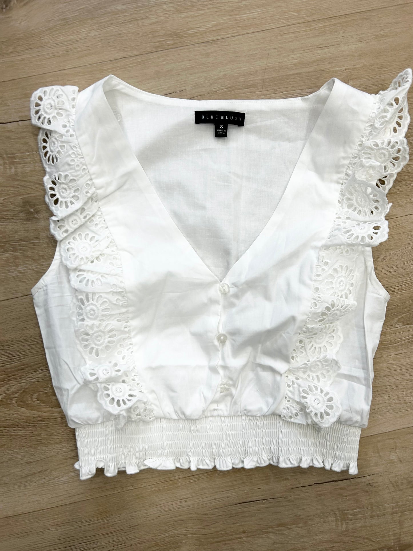 Cropped Eyelet Top