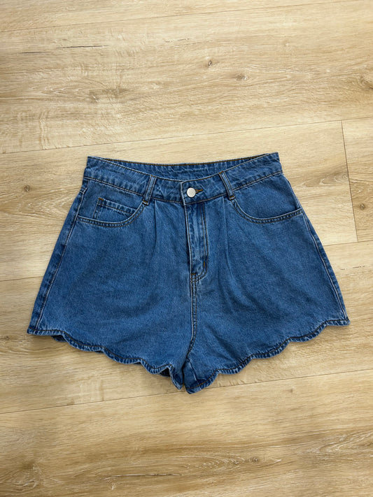 Scalloped Jean Shorts