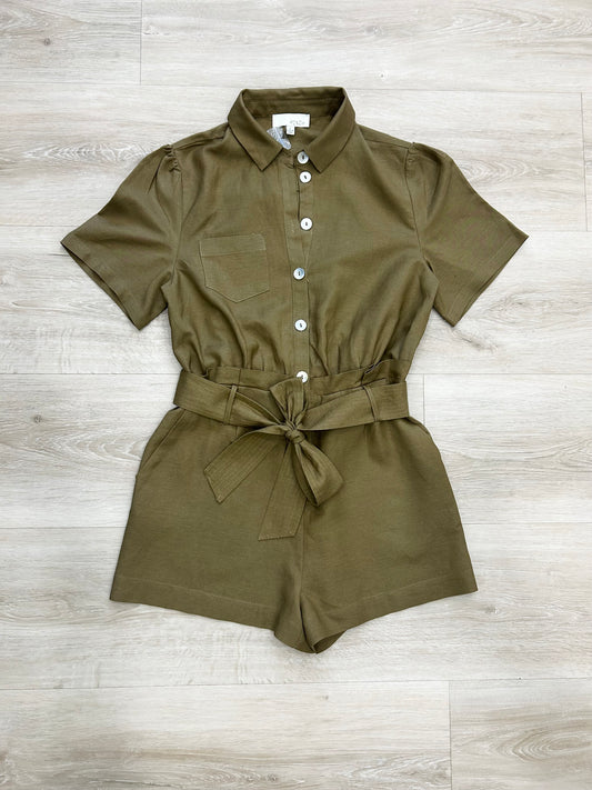 Olive Linen Romper