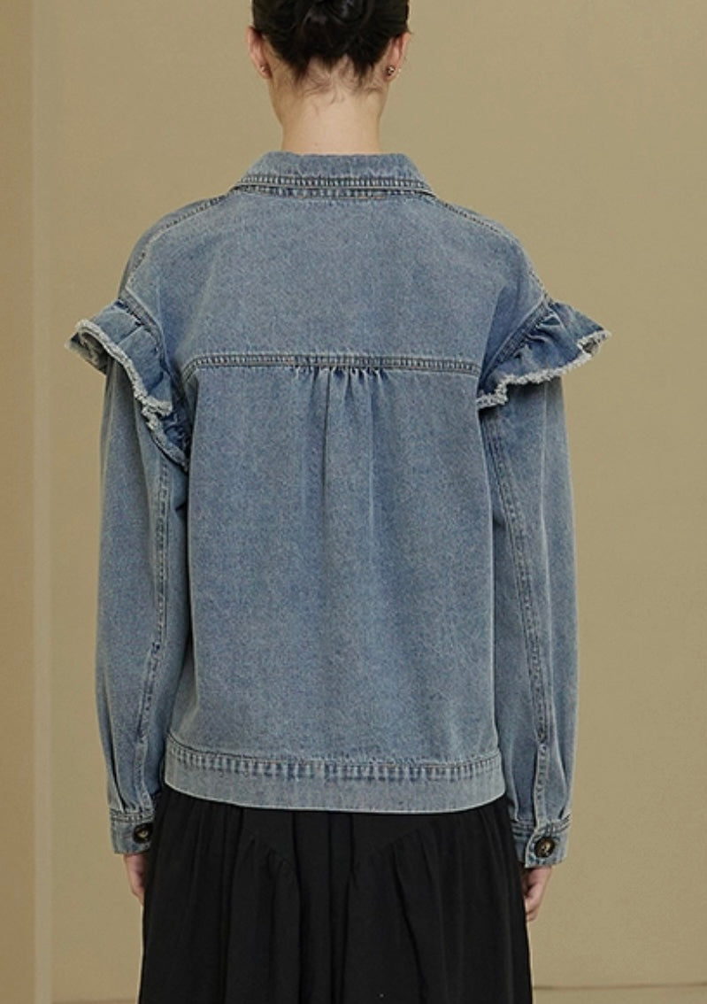 Ruffle Denim Jacket