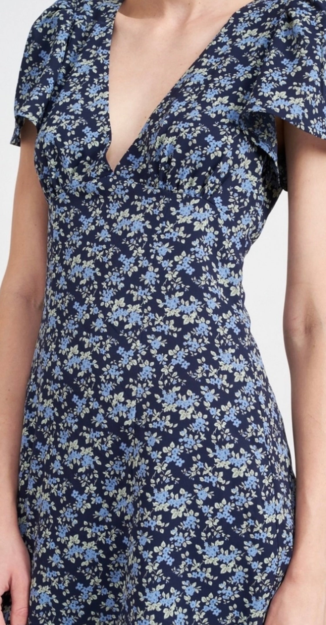 Deep V Floral Dress