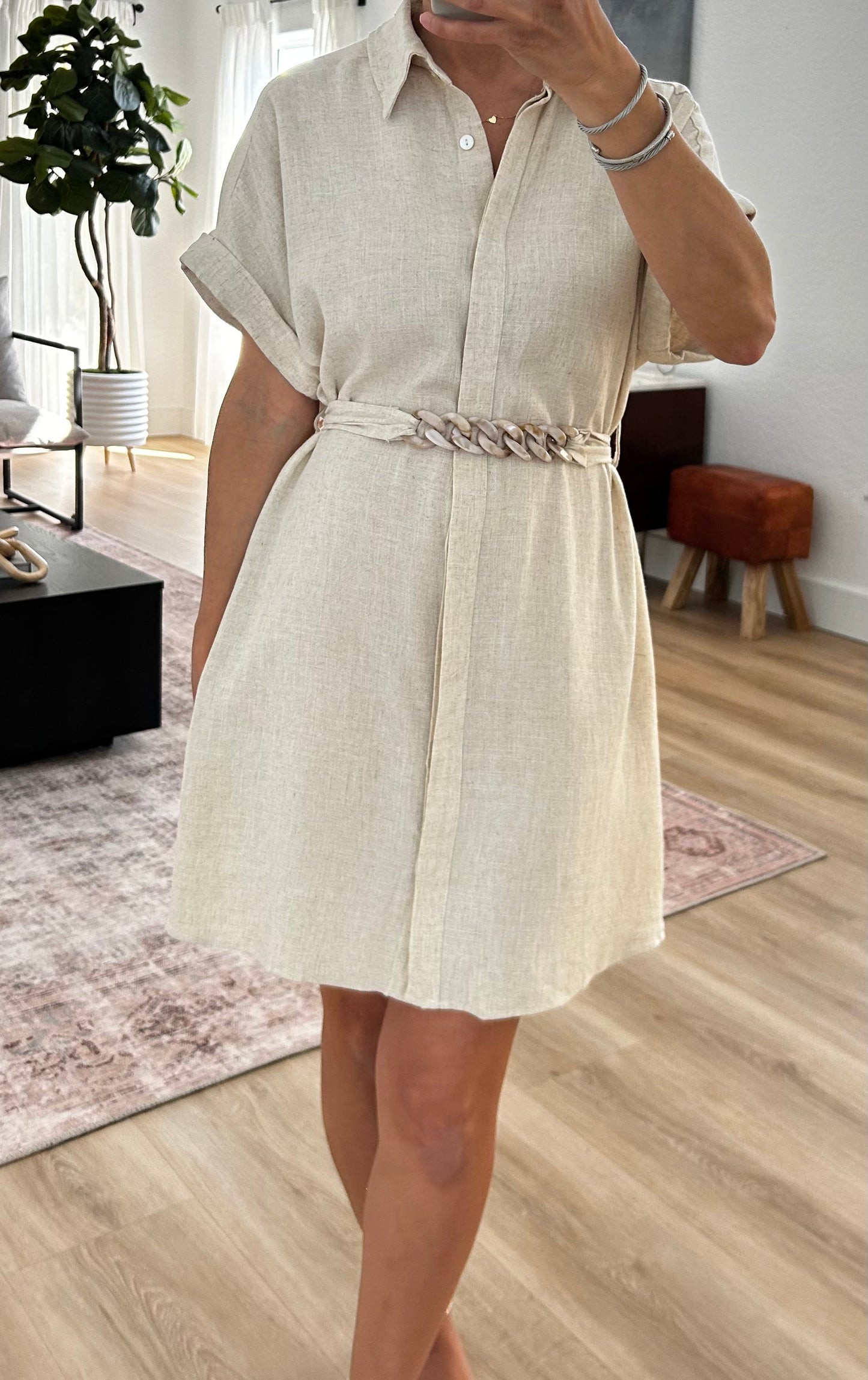 Linen Belted Dress