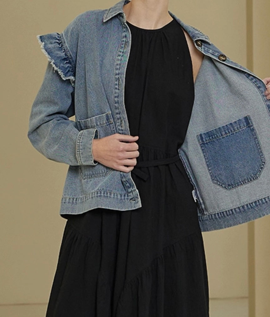 Ruffle Denim Jacket