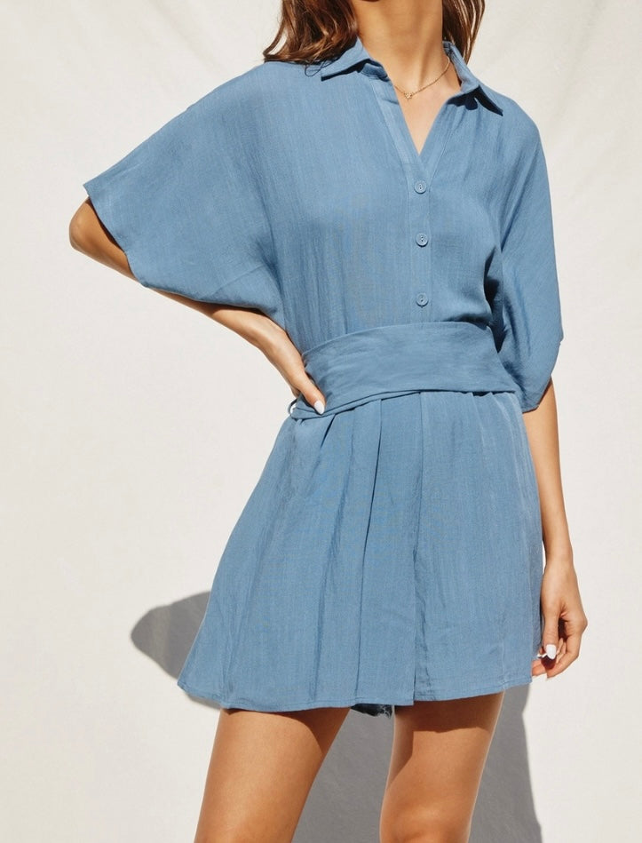 Breezy Belted Button Up Romper